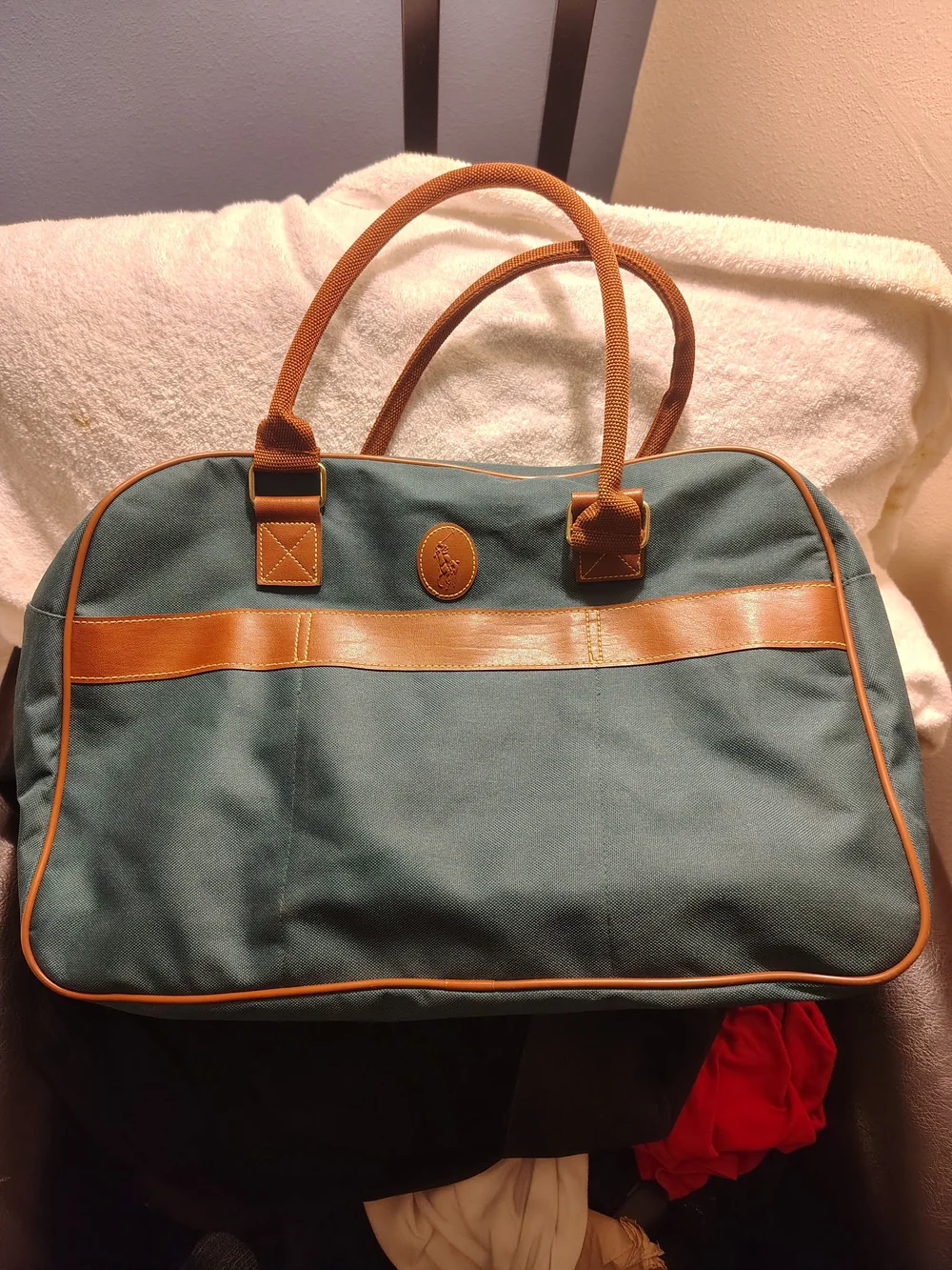 Teal Duffel Bag with Brown Trim - Classic Travel Set